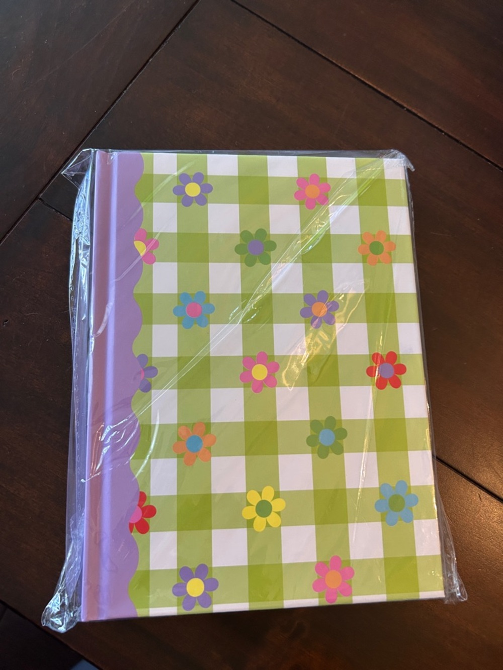 Decorative Floral Check Hardcover Journal - Purple & Green